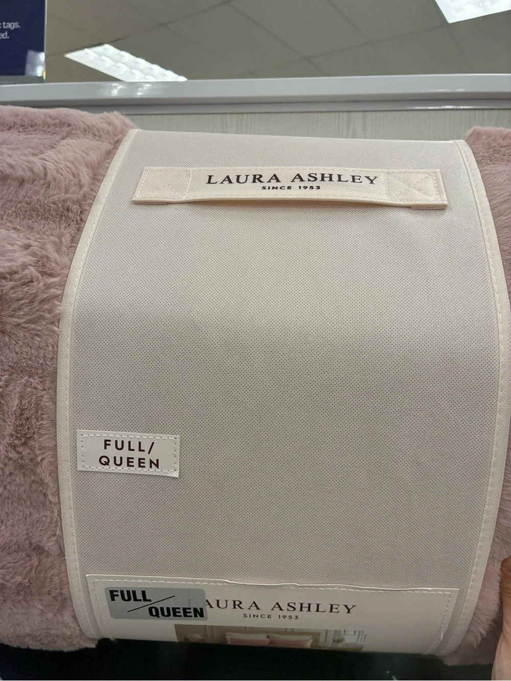 Laura Ashley Plush Carved Fur Comforter - Dusty Rose